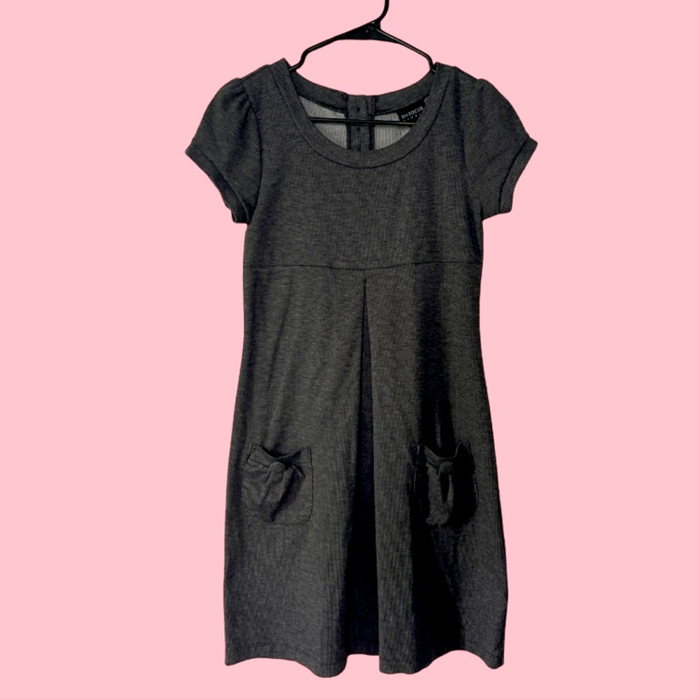 Grey Shift Dress with Pockets